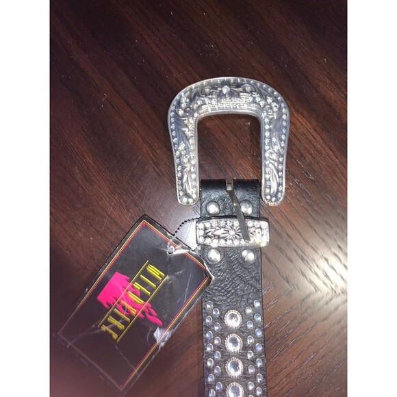 RARE NWT Sparkling Wildfire Swarovski Crystal Black Genuine Leather Bling Cowgir main image 11